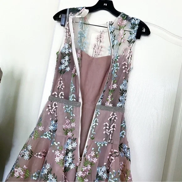 Bronx & Banco Dress Isola Mini Floral Embroidered Beaded Tulle Lace Multi S EUC - Picture 6 of 7